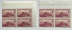 RSA 1971 Landing British Settlers 2 blks of 4 one reversed Watermark #366