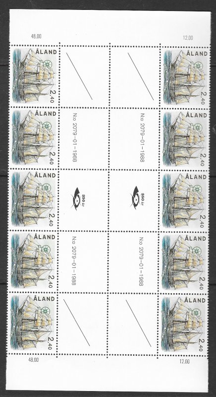 Aland 31-3 MNH set in block of 10, vf see desc. 2020 CV $165.00