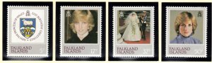 FALKLAND ISLANDS 1982 Diana's Birthday; Scott 348-51, SG 426-29; MNH