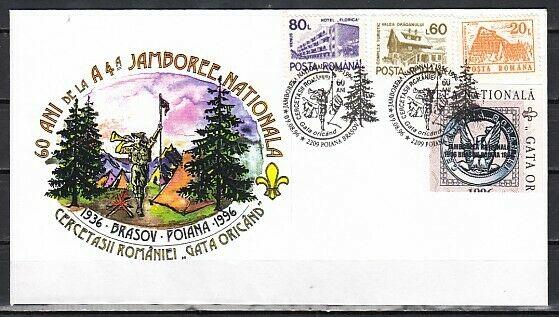 Romania, 1996 issue. 09/AUG/96. 4th National Jamboree cancel on Cachet cover. ^