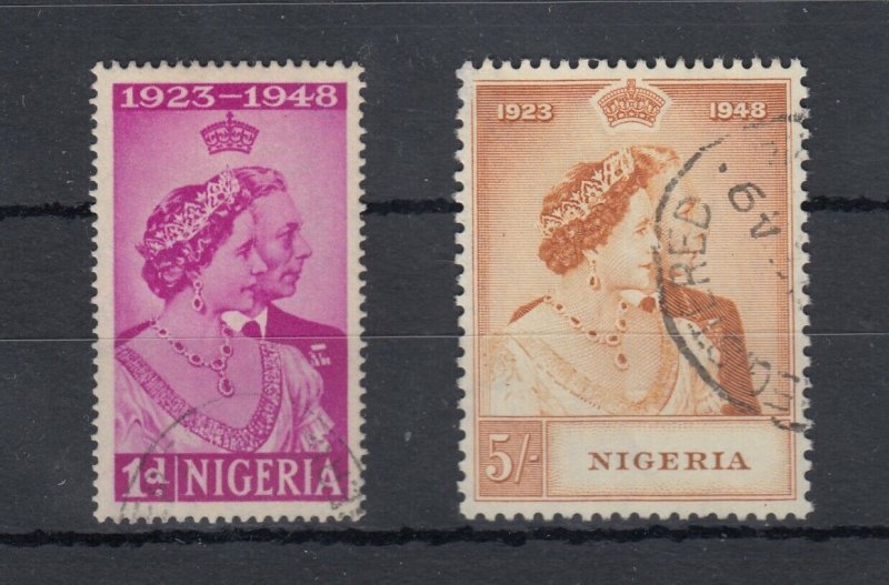 Nigeria KGVI 1948 Silver Wedding Set SG62/63 VFU J8411