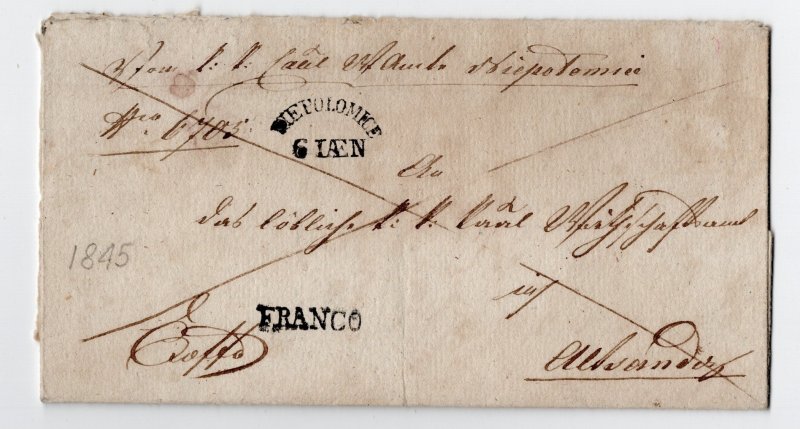 praephilatelic letter  1845 from galizien : niepolomice - sandec