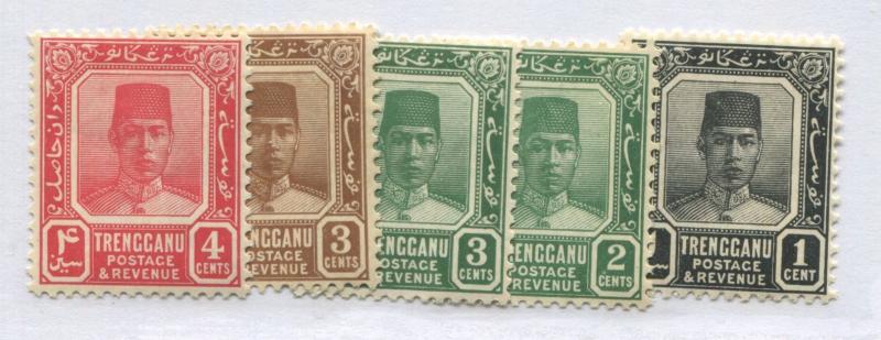 Malaya Trengganu 1921-38 4 values from 1 cent to 4 cents mint o.g.