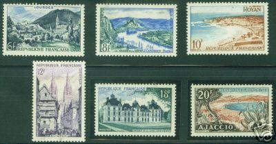 FRANCE Scott 719-24 MNH** Tourism Stamp Set CV 5.25