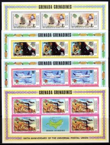 Grenada Grenadines 1974 Sc#24/27 HELICOPTER/CONCORDE/SPACE/UPU 4 Sheetlets MNH