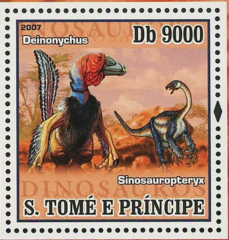 Dinosaurs Stamp Deinonychus Sinosauropteryx Extinct Animals Souvenir Sheet MNH