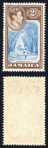 Jamaica SG131 KGVI 1938 2/- Blue and Chocolate Fine M/M Cat 35 pounds
