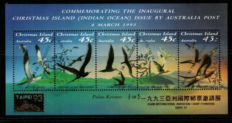 CHRISTMAS ISLAND SGMS377 1992 SEA BIRDS O/P TAIPEI FINE USED