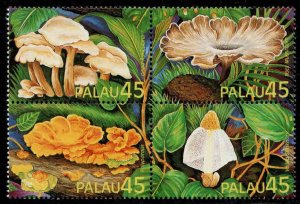 Palau #211a ~ Block of 4 (#208-11) ~ Exotic Mushrooms ~ Mint, NH  (1989)