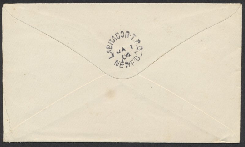 1903 Newfoundland Cover Twillingate to Open Hall via Labrador TPO