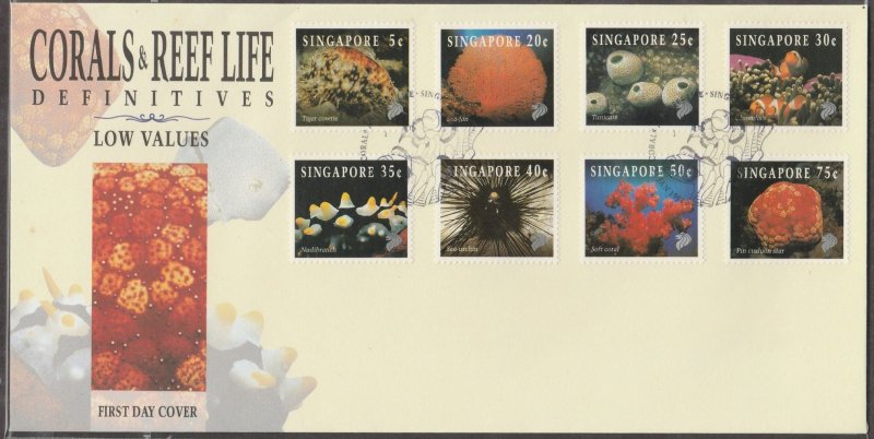 Singapore 1994 Corals and Reef Life Definitive (Low value) FDC SG#742-749