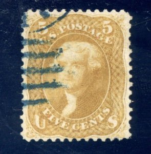 US SCOTT #67a USED W/ PSAG CERT LIGHT VERTICAL CREASE SCV $1,150 (4/12/24 GP)