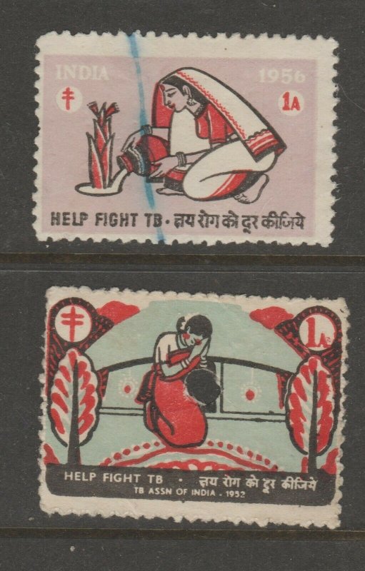 India Cinderella revenue Fiscal stamp 2-22  (one w/ hole punch)