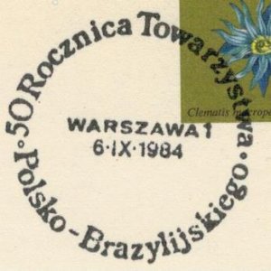 Poland 1984 Card Special Cancellation Brazil 50 Years of Polish-Brazilian Societ