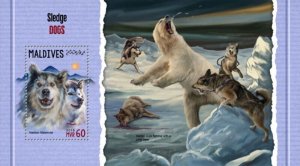 Maldives - 2018 Sledge Dogs on Stamps - Stamp Souvenir Sheet MLD18303b