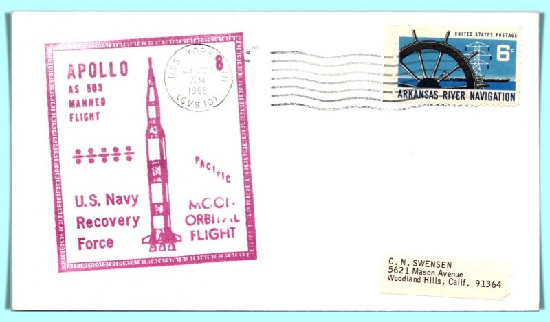 U.S. Navy Recovery Force Apollo 8 U.S.S. Francis Marion FDC