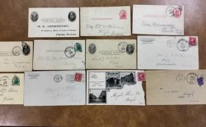 TEXAS postal history lot of 11 cards & covers, smaller towns Cooper Brookston