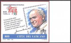 Vatican Sc# (1085) MNH POSTCARD 1998 Italia '98