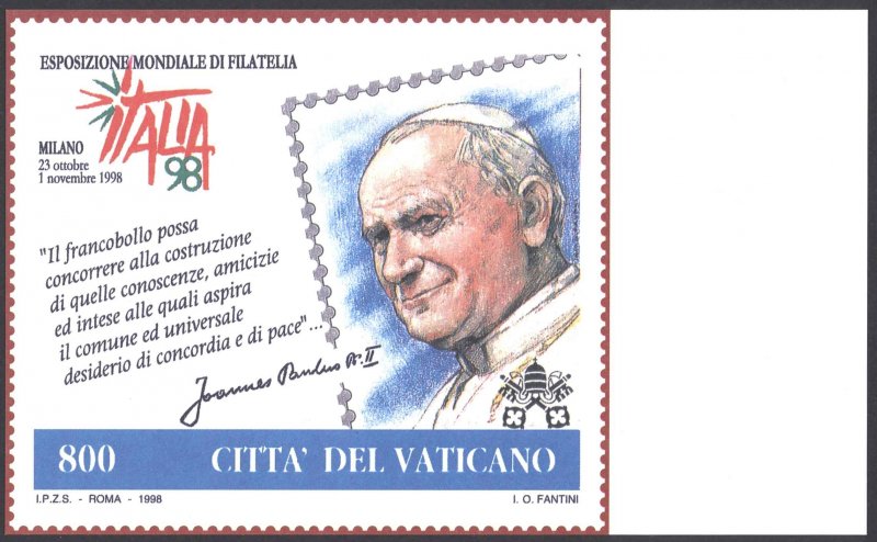 Vatican Sc# (1085) MNH POSTCARD 1998 Italia '98