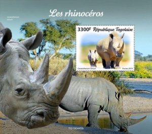 Togo - 2019 Rhinoceros on Stamps - Stamp Souvenir Sheet - TG190445b