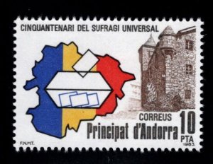 Andorra  (Spanish) Scott 156 MNH**Universal Suffrage 50th anniversary  1983
