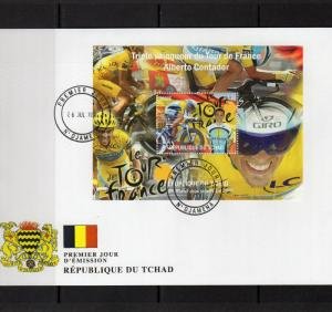 Chad 2010 ALBERTO CONTADOR TOUR DE FRANCE s/s Imperforated FDC