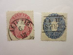 German States SAXONY Scott 17, 18 USED Lot11 Cat $10.40