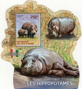 Hippopotamus Stamp Hippopotamus Amphibius Hippo S/S MNH #1604