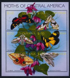 Guyana 3717 MNH Moths, Flowers