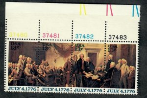 1691 - 1694 Signing of the Declaration MNH strip of 4 with plate numbers PNS