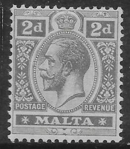 MALTA SG75b 1919 2d DEEP SLATE MTD MINT