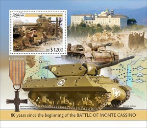 LIBERIA- 2023 - Battle of Monte Cassino - Perf Souv Sheet  - Mint Never Hinged