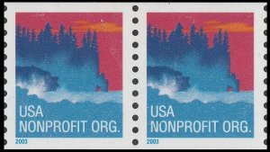 US 3775 Sea Coast Nonprofit 5c coil pair BCA (2 stamps) MNH 2003