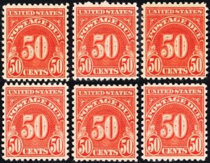 J86, Mint F-VF NH 50¢ - Six Postage Due Stamps CV $120.00 - Stuart Katz