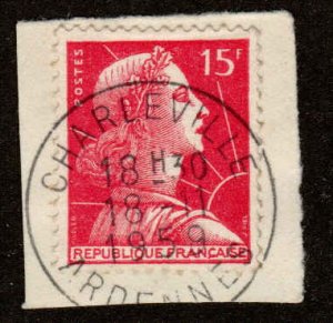 France  #756, Used, Postmark CHARLEVILLE, ARDENNES, 18-11-1959