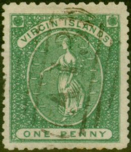 Virgin Islands 1866 1d Green SG5a P.12 x 15 Forged Perfs Fine Used CV £7000 a...