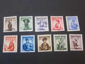 Austria 1948 Sc 525,539-40,542-44,548,550,552-3 MNH