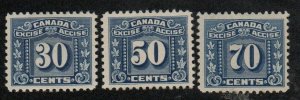 Canada Revenues Excise Tax  FX79-80 Mint hinged, FX81 Mint no gum