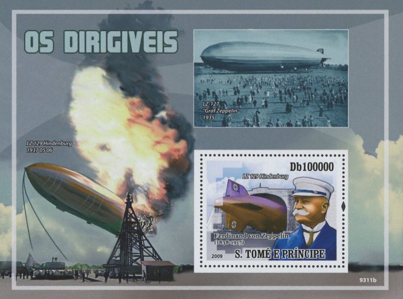 Airship Dirigible Zeppelin Explosion Souvenir Sheet MNH 