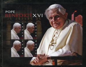 NEVIS POPE BENEDICT XVI  IMPERFORATE SHEET OF FOUR III  MINT NH