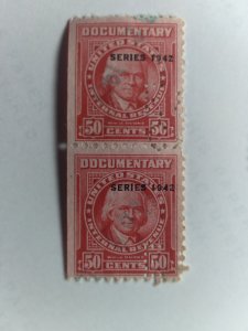 SCOTT #R346 DOCUMENTARY TWIN SERIES 1942 PERFIN CANCEL