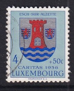 Luxembourg   #B196  used 1956  Caritas Coats of Arms 4fr