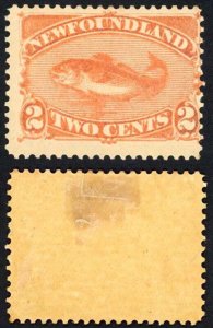 Newfoundland SG51 2c Orange-vermilion M/M Cat 27 pounds