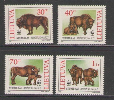 Lithuania Sc 529-532 1996 Bison WWF stamp set mint NH