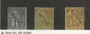 Reunion, Postage Stamp, #17, 23, 25 Mint Hinged, 1891, JFZ