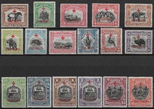 1918 North Borneo Red Cross 17v. MH SG n. 235/52