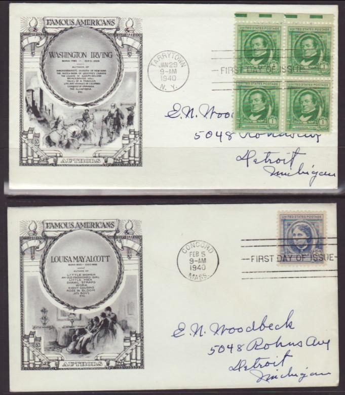 US 859-863 Authors S/5 Aristocrats Pen FDC