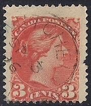 Canada #37A 3 cent 1870 Queen Victoria, Rose Stamp used F