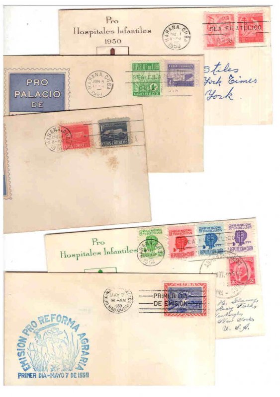 CUBA 11 FDC'S SOUND COLLECTION LOT SOME UNADDRESSED $$$$$$$