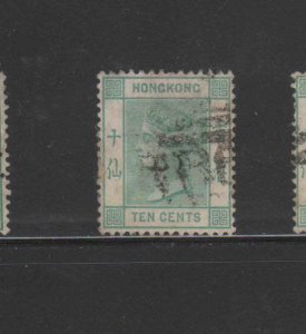 HONG KONG #43  1882   10c  QUEEN VICTORIA    USED F-VF  a